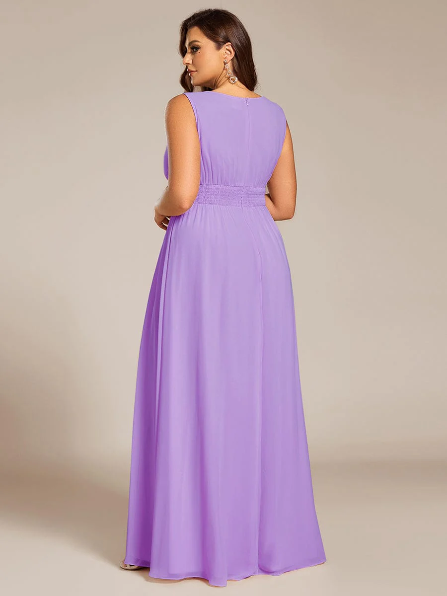 ever KALIA|A-Line Chiffon Round Neckline Bridesmaid Dress with Sleeveless and Pleats In Pink - Image 28