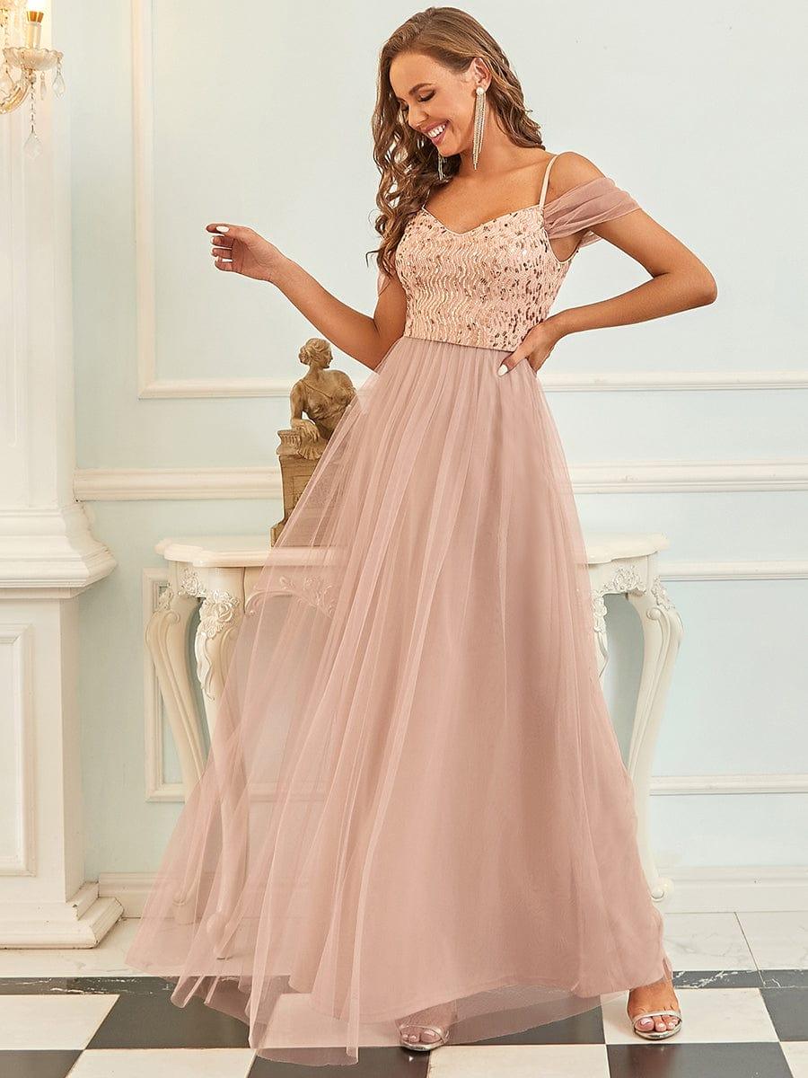 A-Line Sweetheart Neckline Ruffle Sleeve Tulle Bridesmaid Dress With Sequin(Final Sale) - Image 5