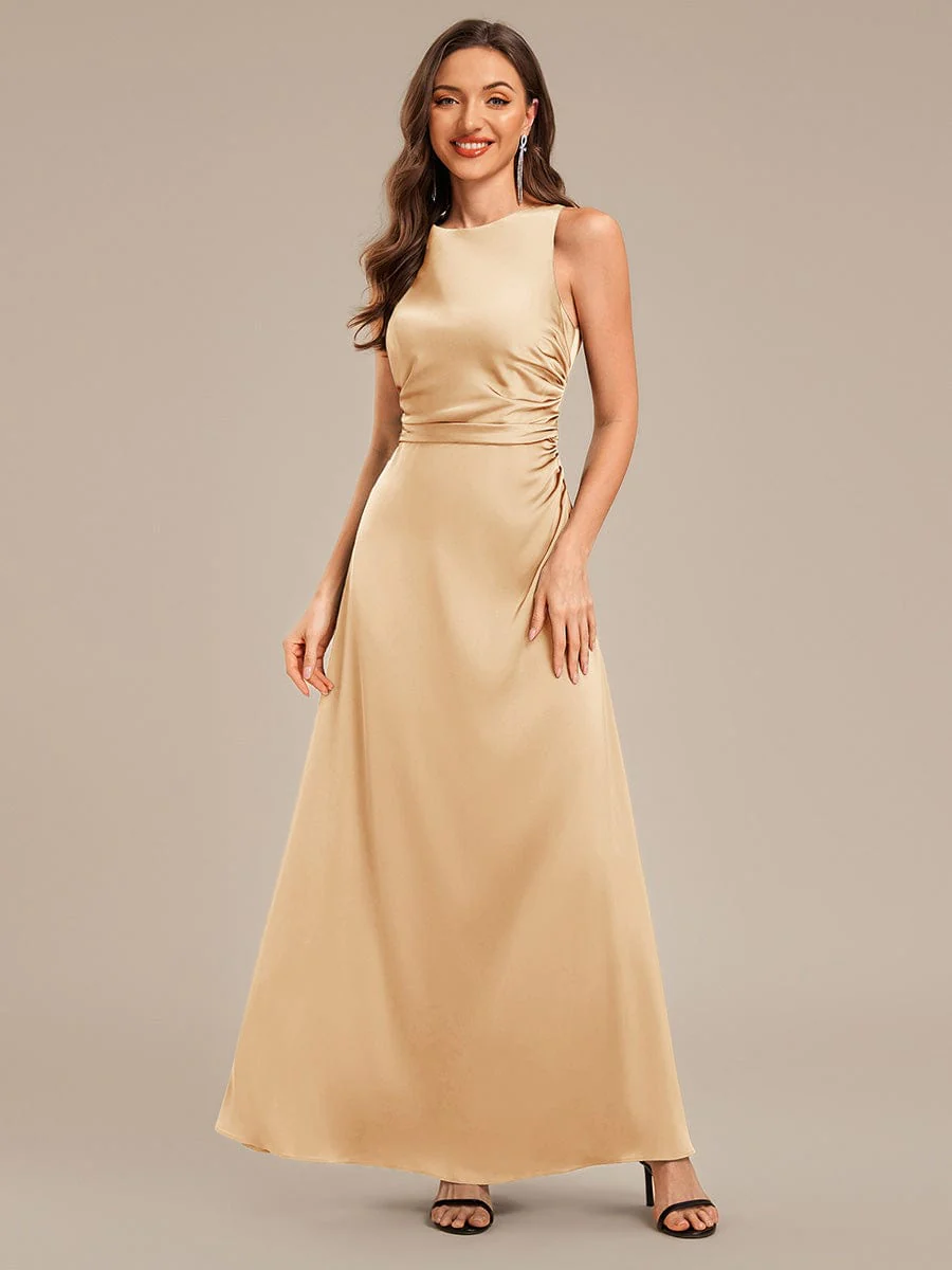 ever VALENCIA|High Neck Backless Satin Bridesmaid Dress - Image 8