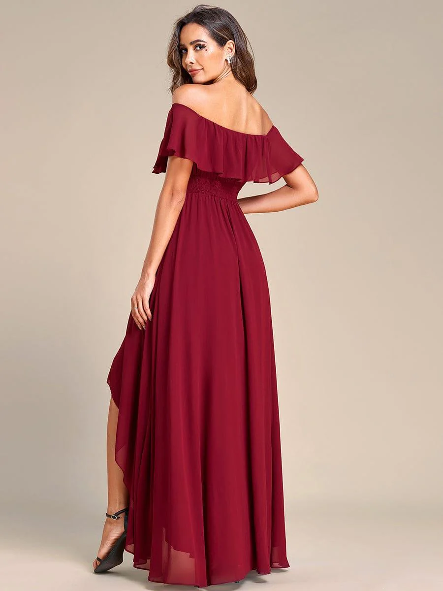 Chiffon Off-The-Shoulder High Low Bridesmaid Dress(Final Sale) - Image 16