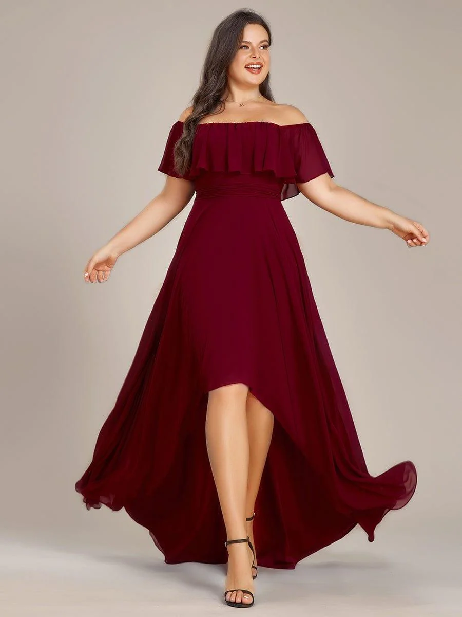 Chiffon Off-The-Shoulder High Low Bridesmaid Dress(Final Sale) - Image 20