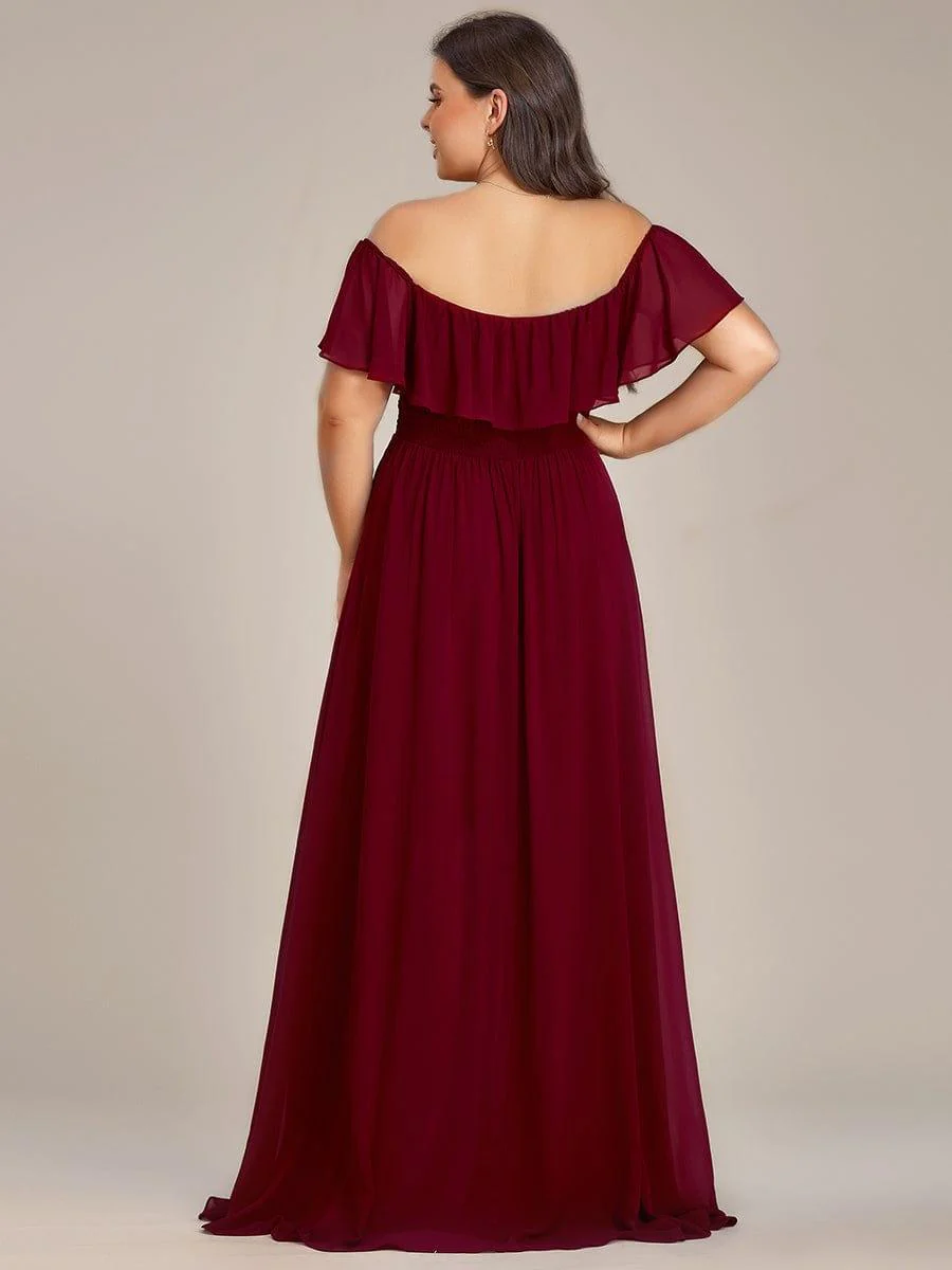 Chiffon Off-The-Shoulder High Low Bridesmaid Dress(Final Sale) - Image 21