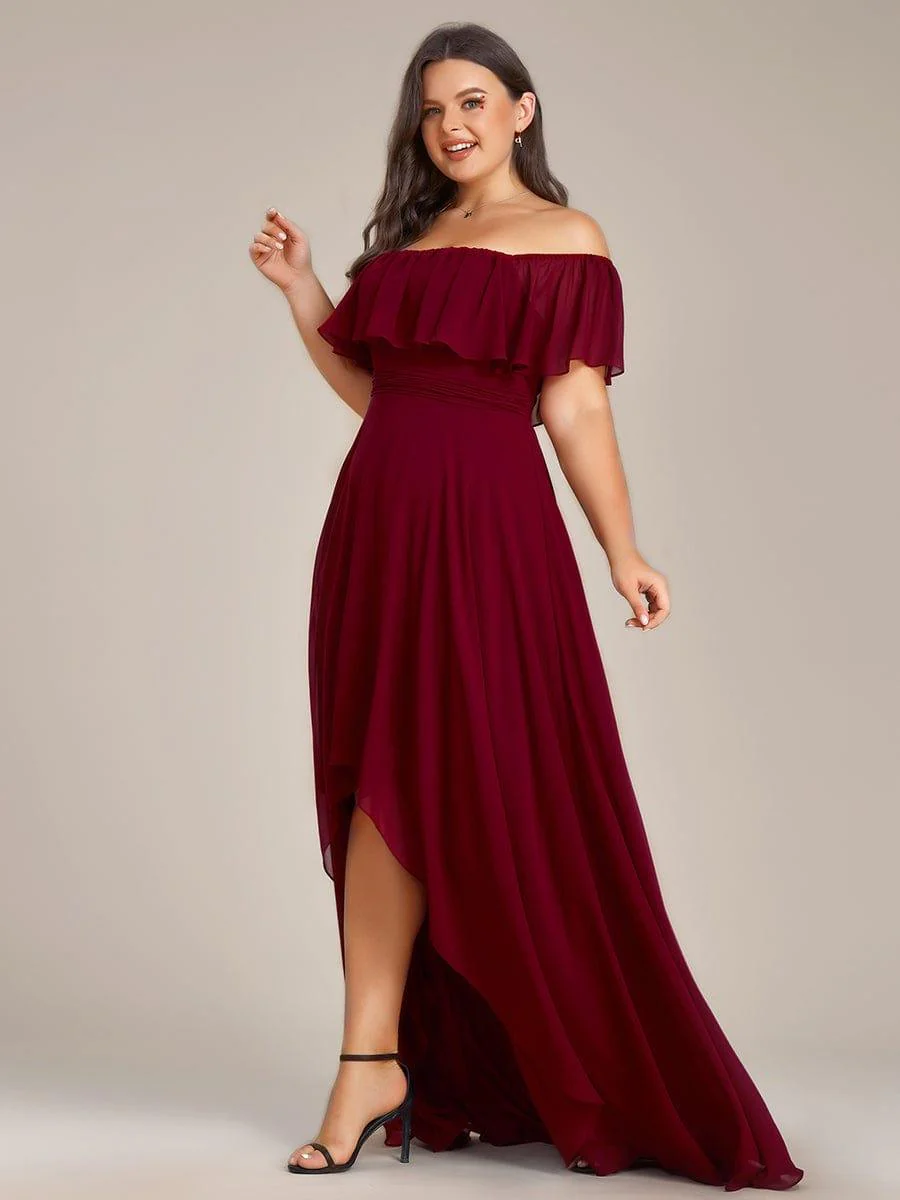 Chiffon Off-The-Shoulder High Low Bridesmaid Dress(Final Sale) - Image 23