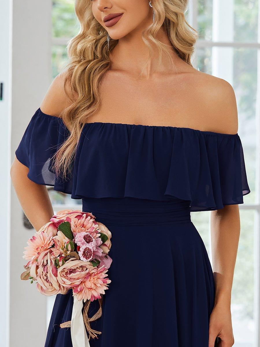Chiffon Off-The-Shoulder High Low Bridesmaid Dress(Final Sale) - Image 27