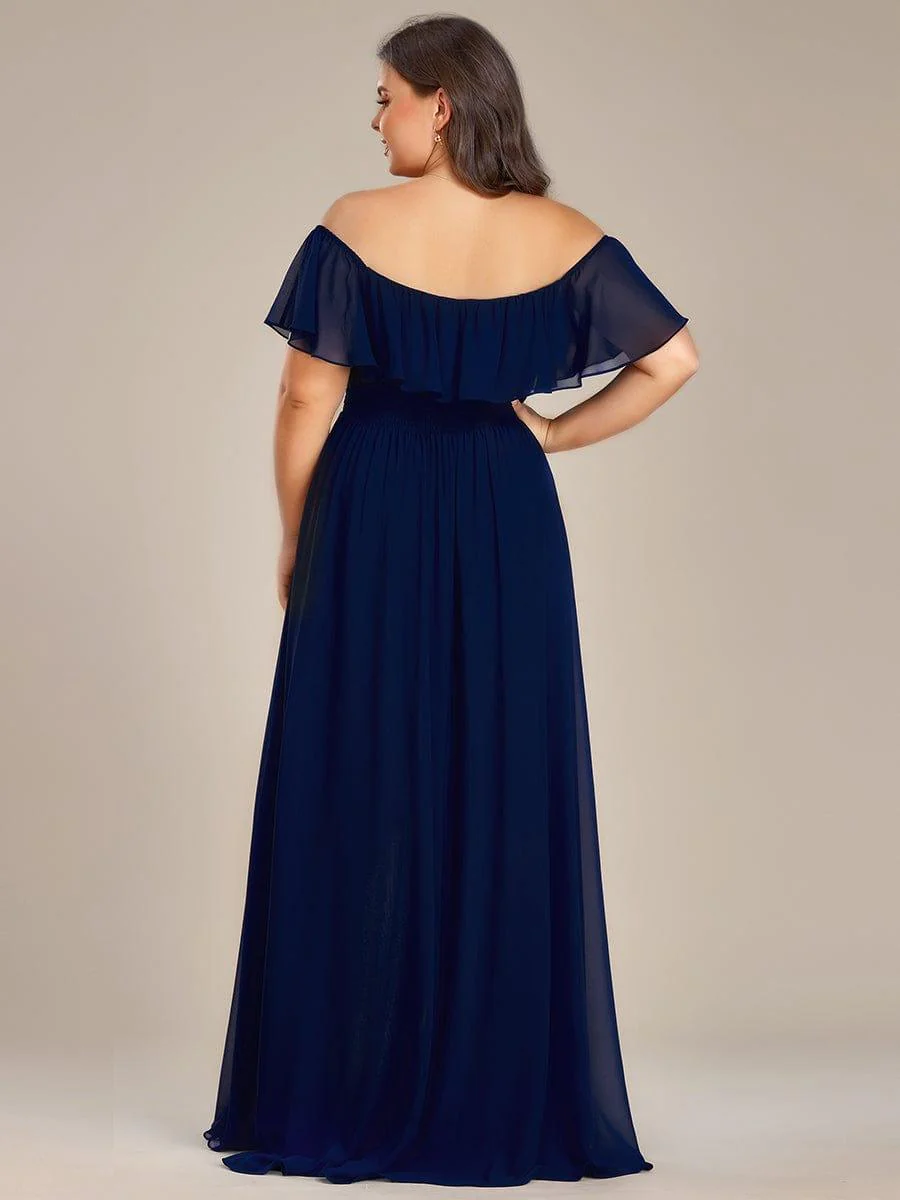 Chiffon Off-The-Shoulder High Low Bridesmaid Dress(Final Sale) - Image 31