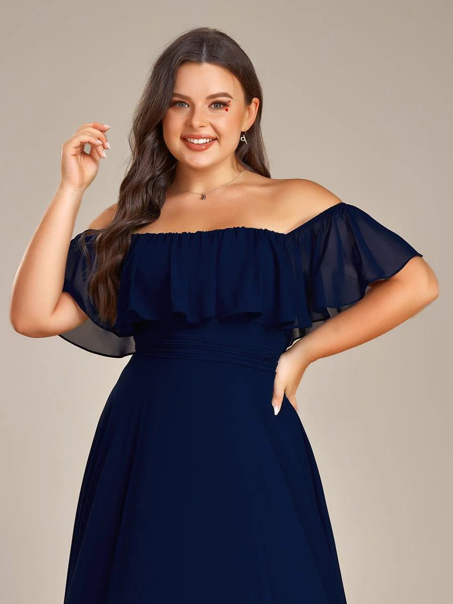 Chiffon Off-The-Shoulder High Low Bridesmaid Dress(Final Sale) - Image 32