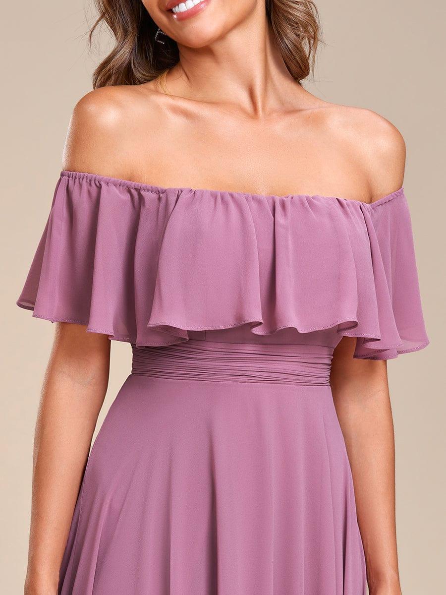 Chiffon Off-The-Shoulder High Low Bridesmaid Dress(Final Sale) - Image 37