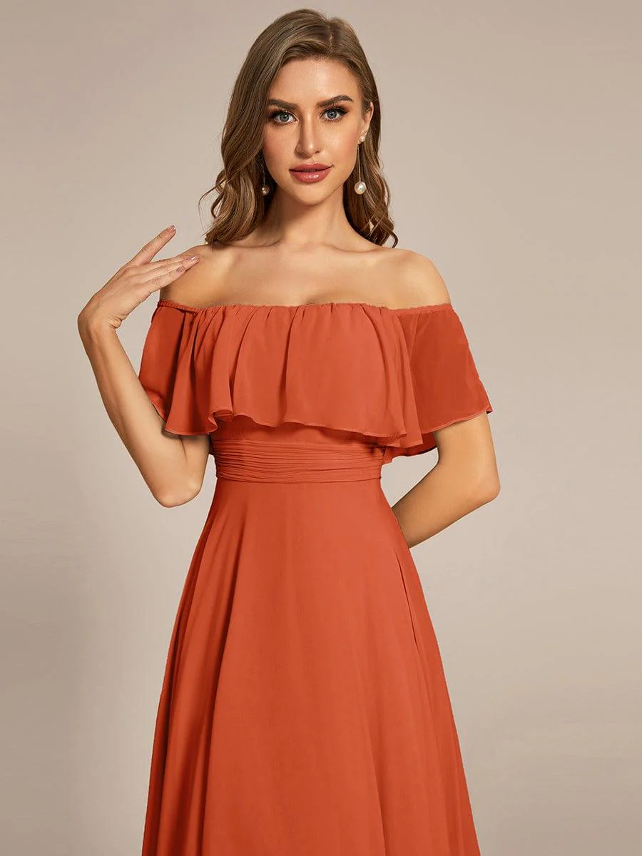 Chiffon Off-The-Shoulder High Low Bridesmaid Dress(Final Sale) - Image 52