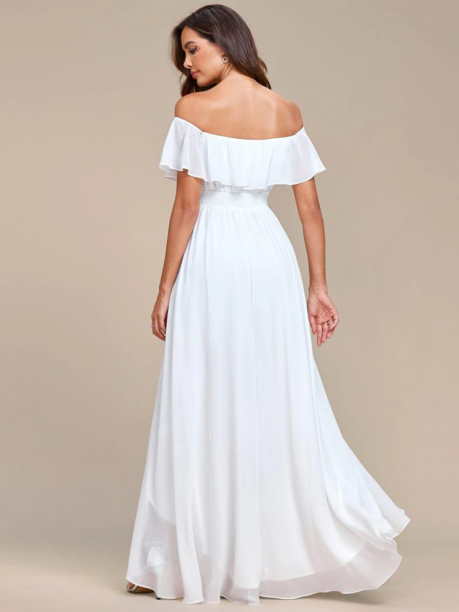 Chiffon Off-The-Shoulder High Low Bridesmaid Dress(Final Sale) - Image 61