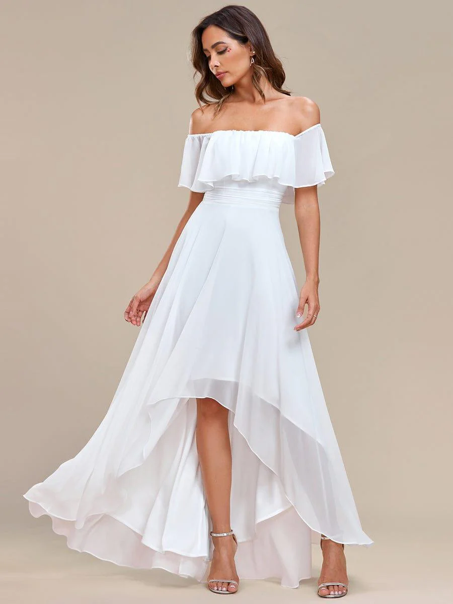 Chiffon Off-The-Shoulder High Low Bridesmaid Dress(Final Sale) - Image 63