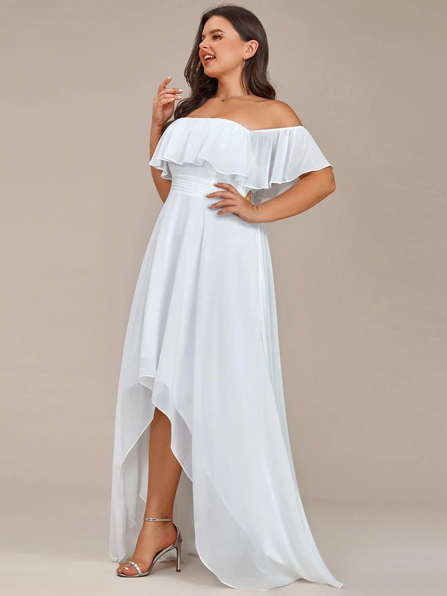 Chiffon Off-The-Shoulder High Low Bridesmaid Dress(Final Sale) - Image 68