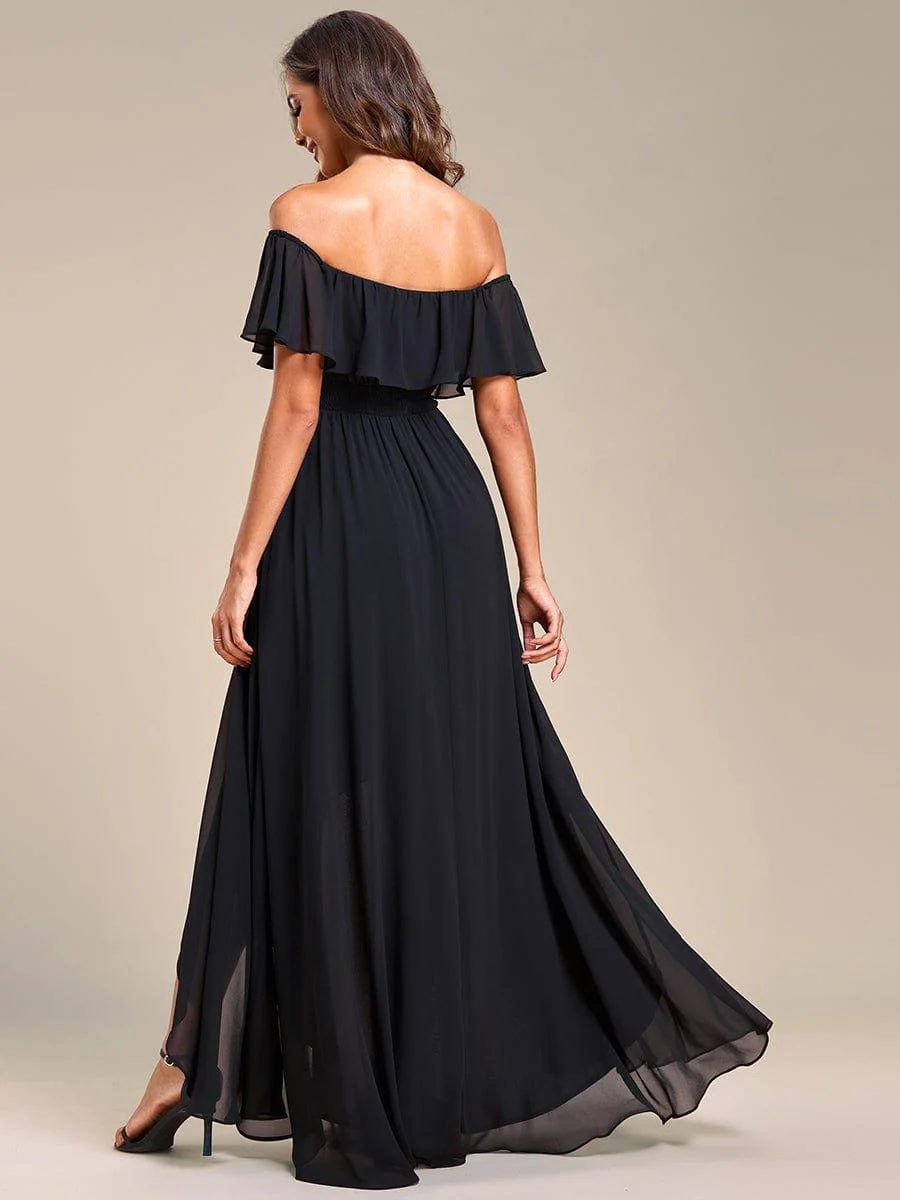 Chiffon Off-The-Shoulder High Low Bridesmaid Dress(Final Sale) - Image 69