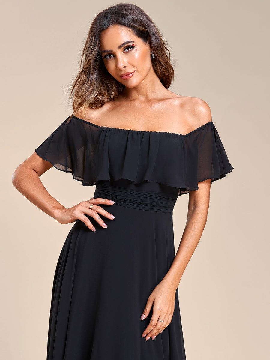 Chiffon Off-The-Shoulder High Low Bridesmaid Dress(Final Sale) - Image 70