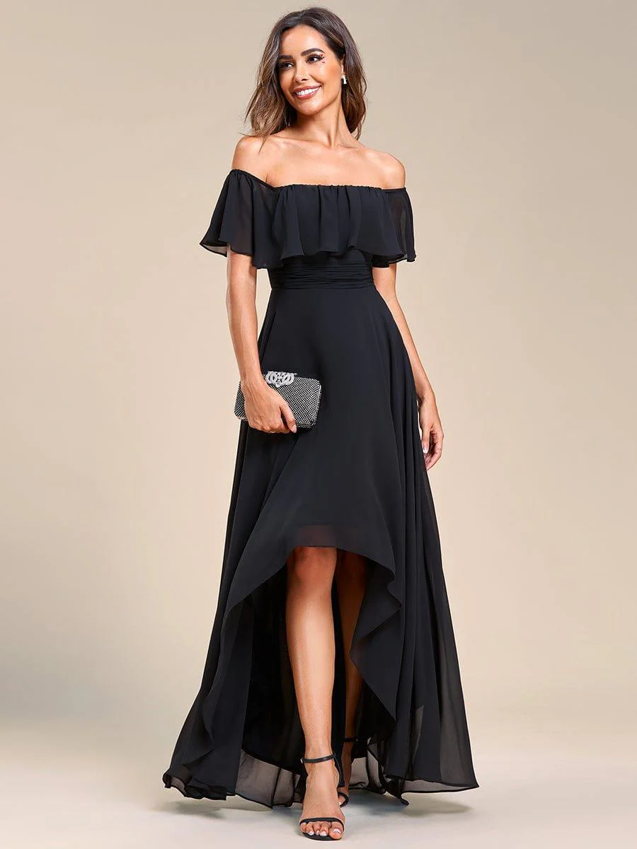 Chiffon Off-The-Shoulder High Low Bridesmaid Dress(Final Sale) - Image 72