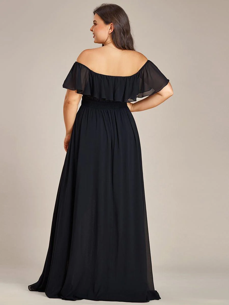 Chiffon Off-The-Shoulder High Low Bridesmaid Dress(Final Sale) - Image 74