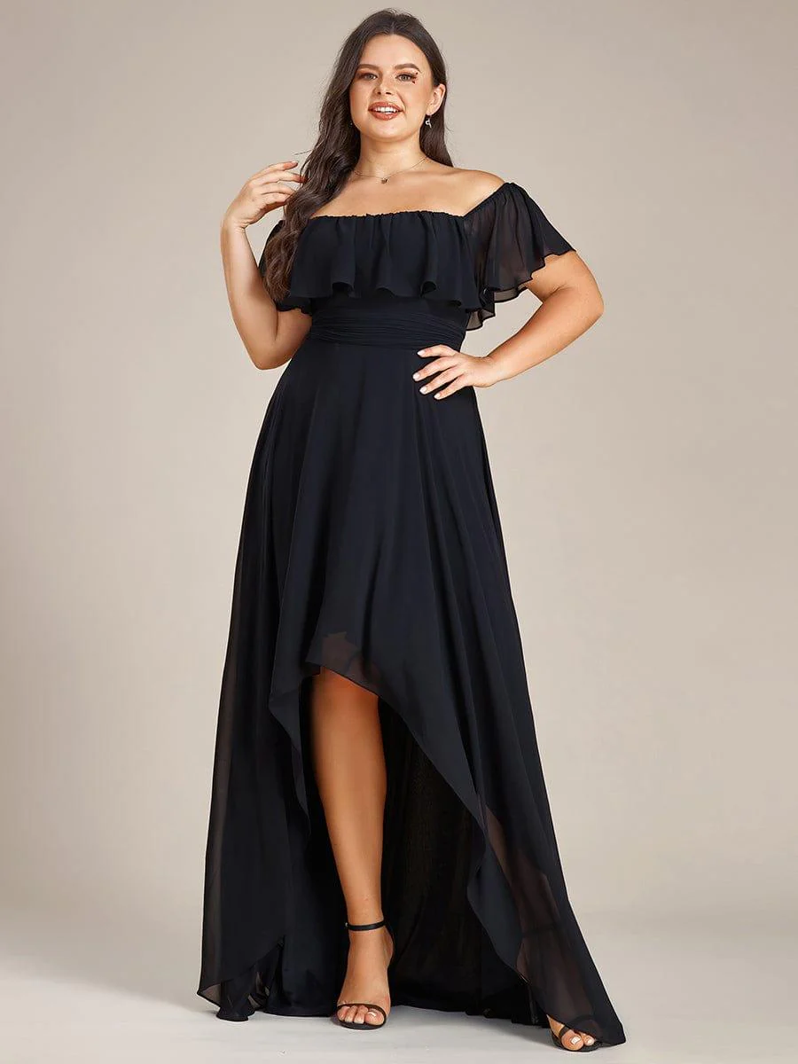 Chiffon Off-The-Shoulder High Low Bridesmaid Dress(Final Sale) - Image 76