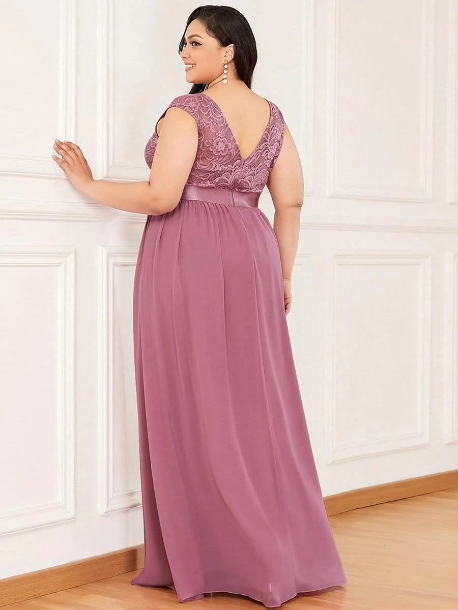 Classic Round Neck V Back Lace Bodice Bridesmaid Dress(Final Sale) - Image 18