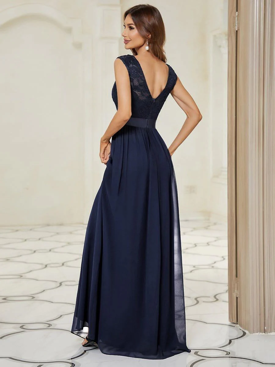 Classic Round Neck V Back Lace Bodice Bridesmaid Dress(Final Sale) - Image 20