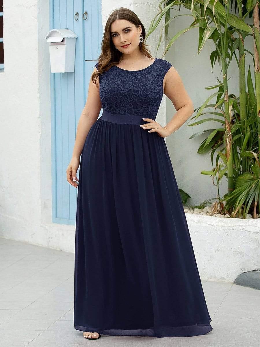 Classic Round Neck V Back Lace Bodice Bridesmaid Dress(Final Sale) - Image 23