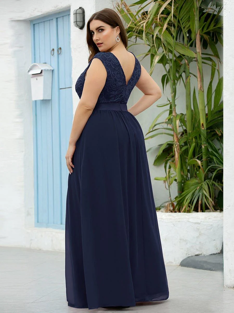 Classic Round Neck V Back Lace Bodice Bridesmaid Dress(Final Sale) - Image 24