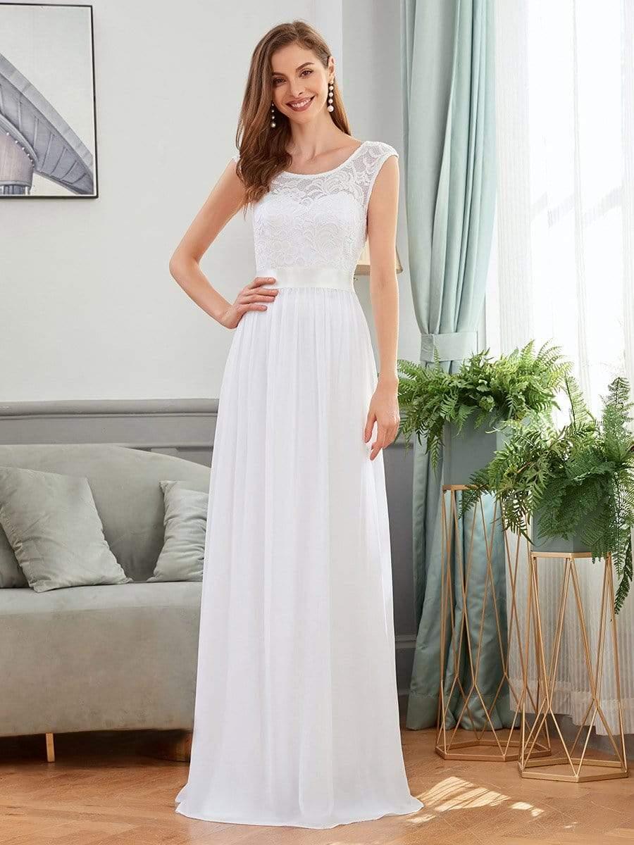 Classic Round Neck V Back Lace Bodice Bridesmaid Dress(Final Sale) - Image 30