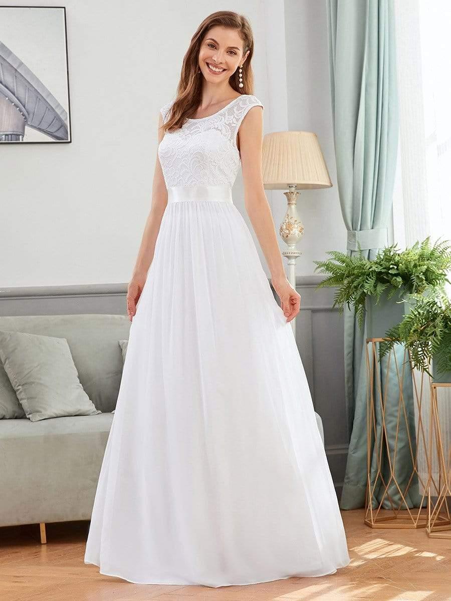 Classic Round Neck V Back Lace Bodice Bridesmaid Dress(Final Sale) - Image 31