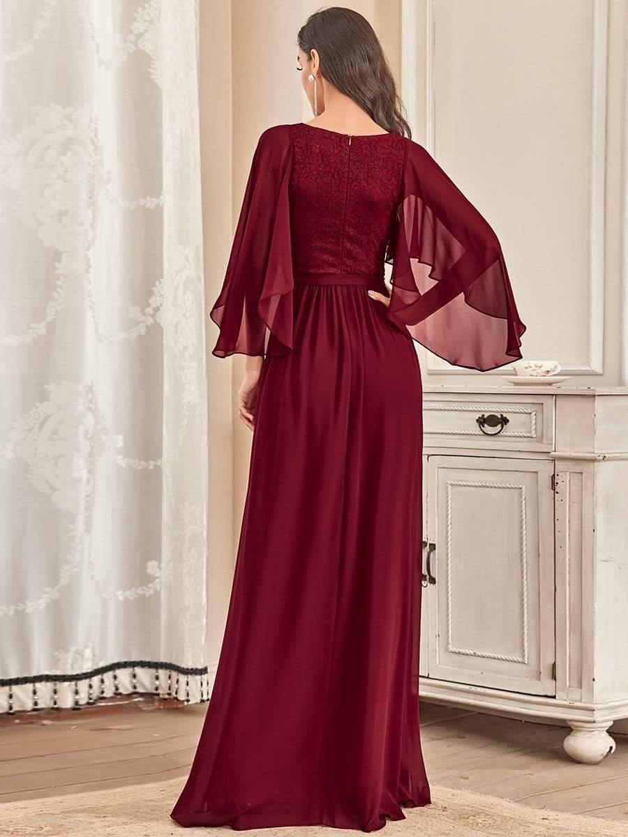 Elegant Deep V Neck Chiffon Maxi Evening Dress - Image 10