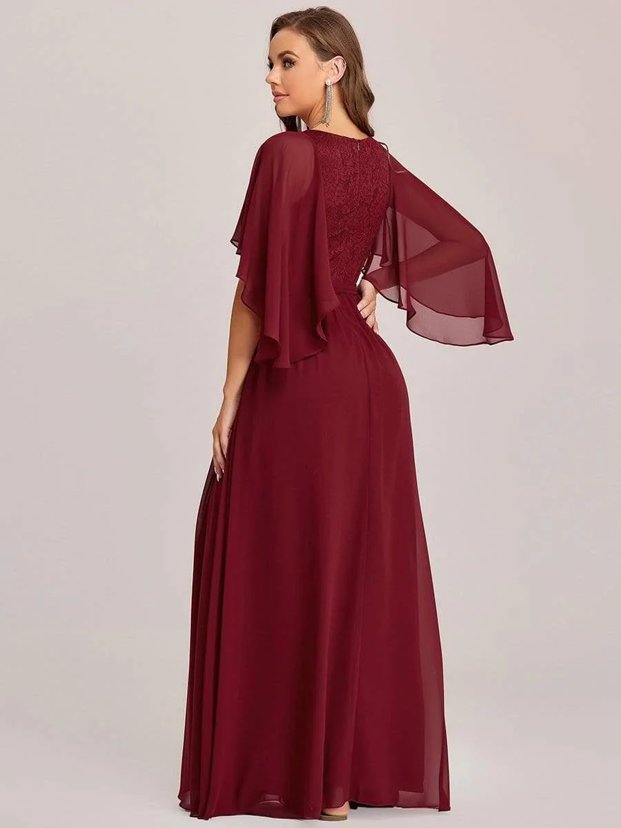 Elegant Deep V Neck Chiffon Maxi Evening Dress - Image 14