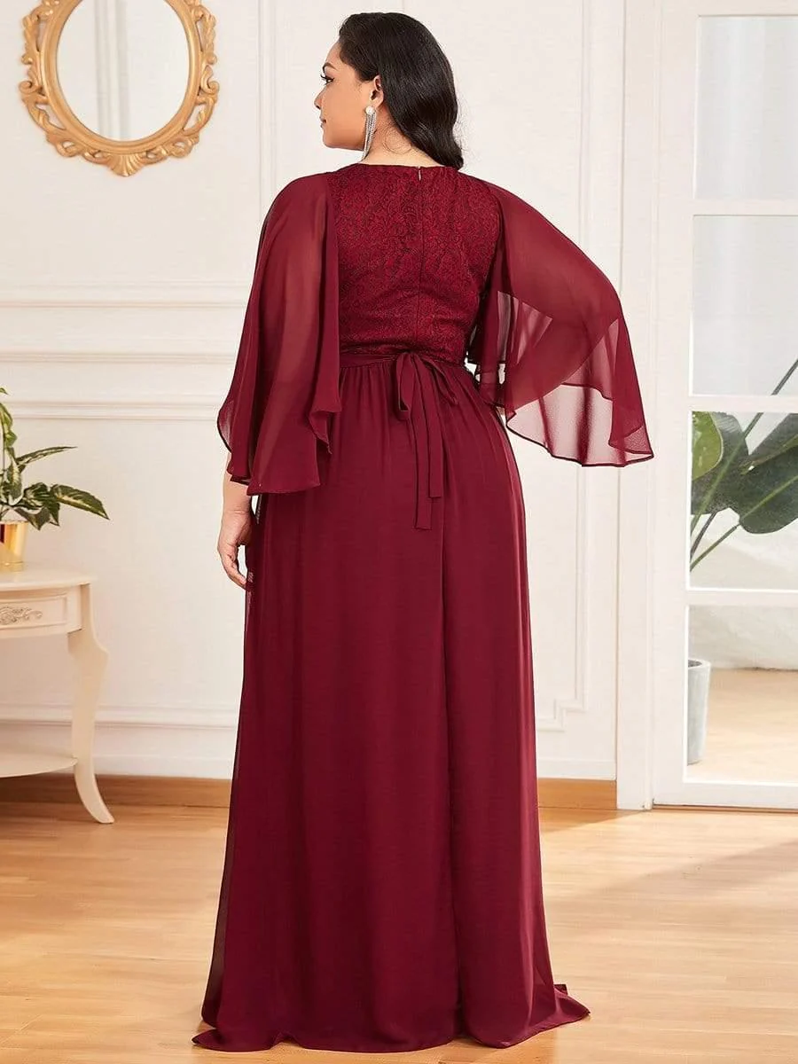 Elegant Deep V Neck Chiffon Maxi Evening Dress - Image 16