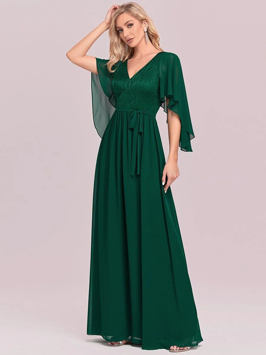 Elegant Deep V Neck Chiffon Maxi Evening Dress - Image 28