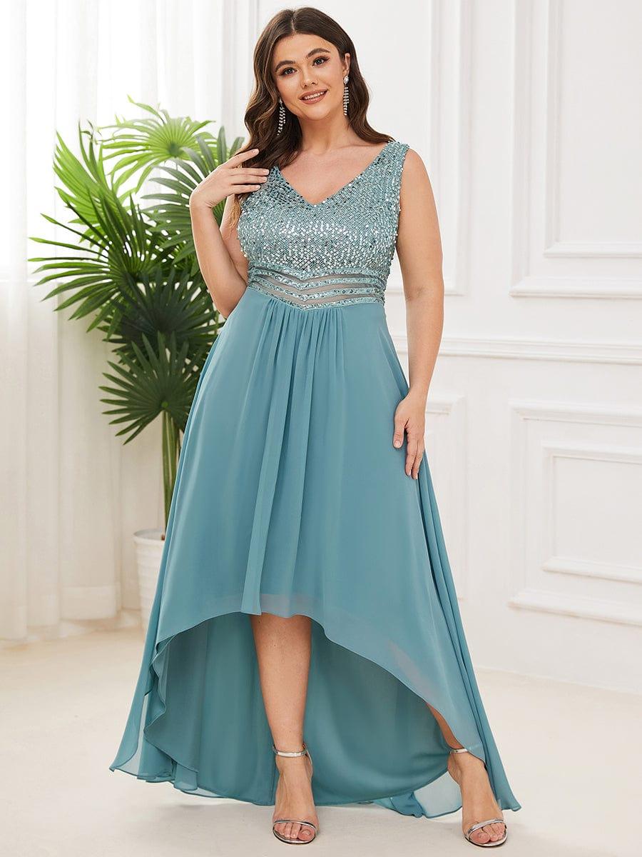 Sexy High-Low Maxi Chiffon Evening Dresses with Sequin(Final Sale) - Image 10
