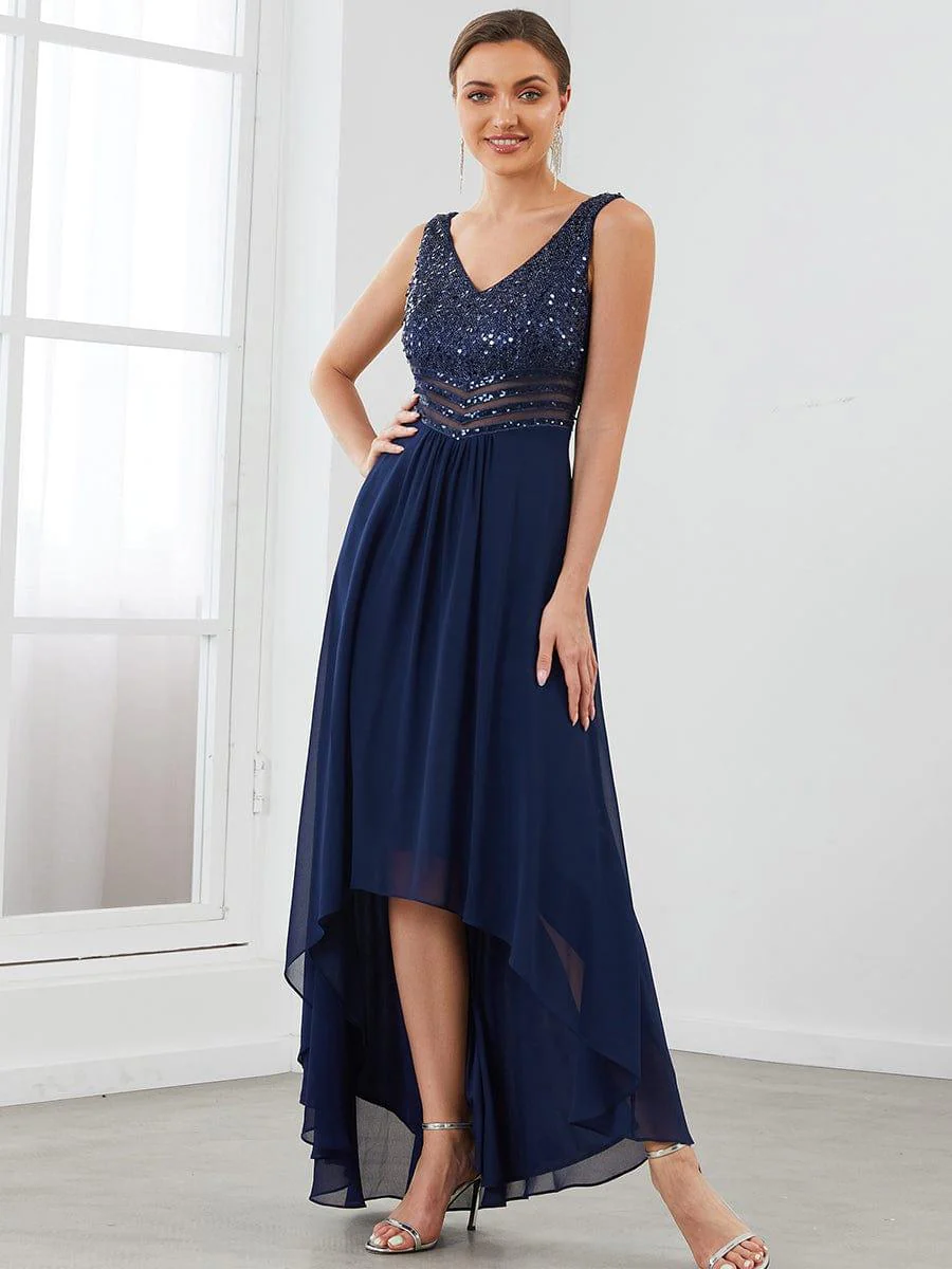 Sexy High-Low Maxi Chiffon Evening Dresses with Sequin(Final Sale) - Image 13