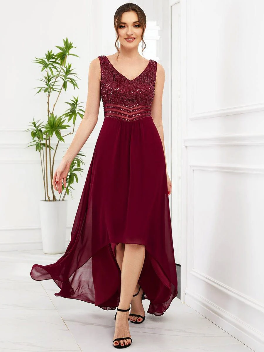Sexy High-Low Maxi Chiffon Evening Dresses with Sequin(Final Sale) - Image 27