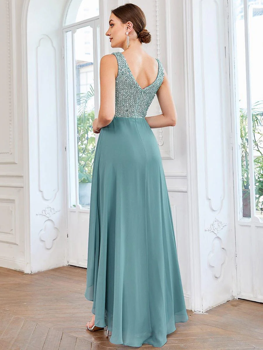 Sexy High-Low Maxi Chiffon Evening Dresses with Sequin(Final Sale) - Image 7