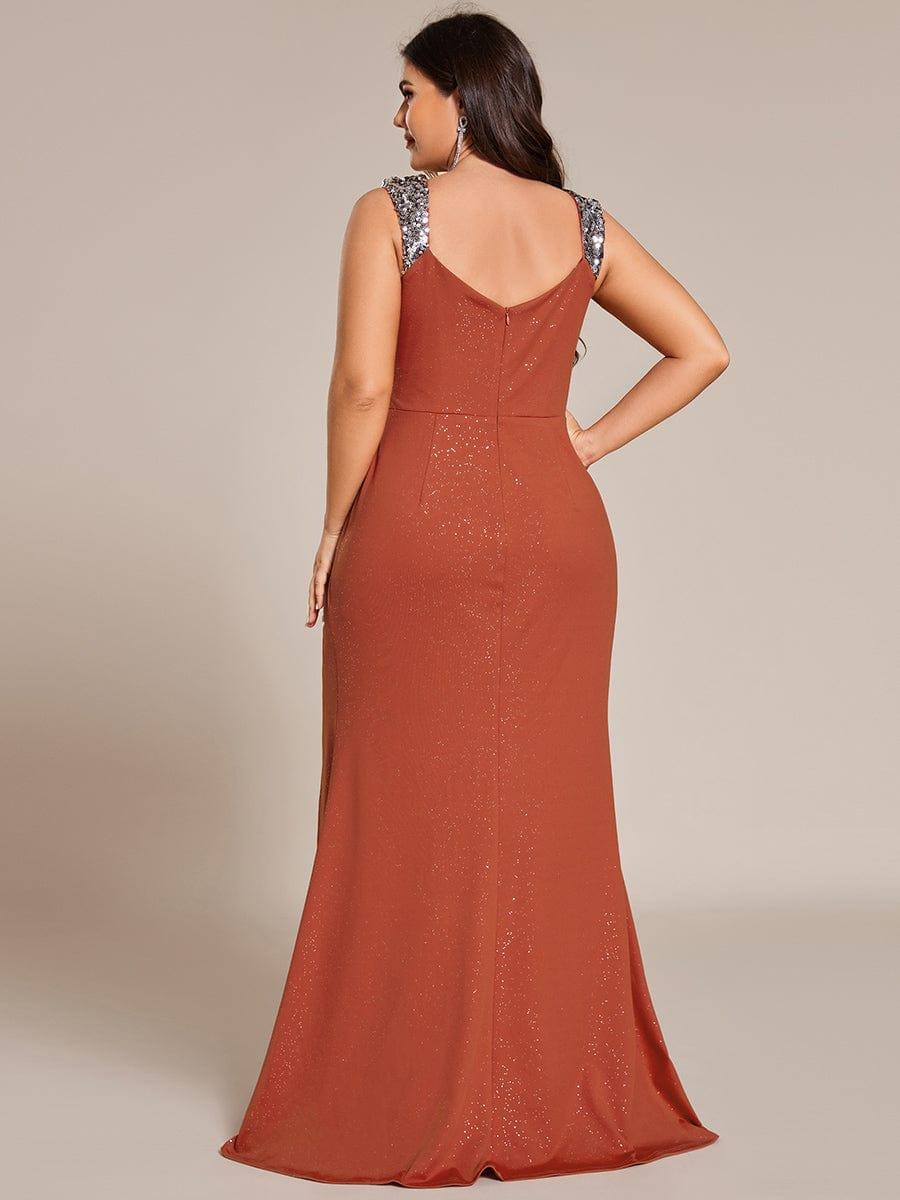 ever NOIRE|Elegant Sequin V Neck High Slit Wedding Guest Dress - Image 12