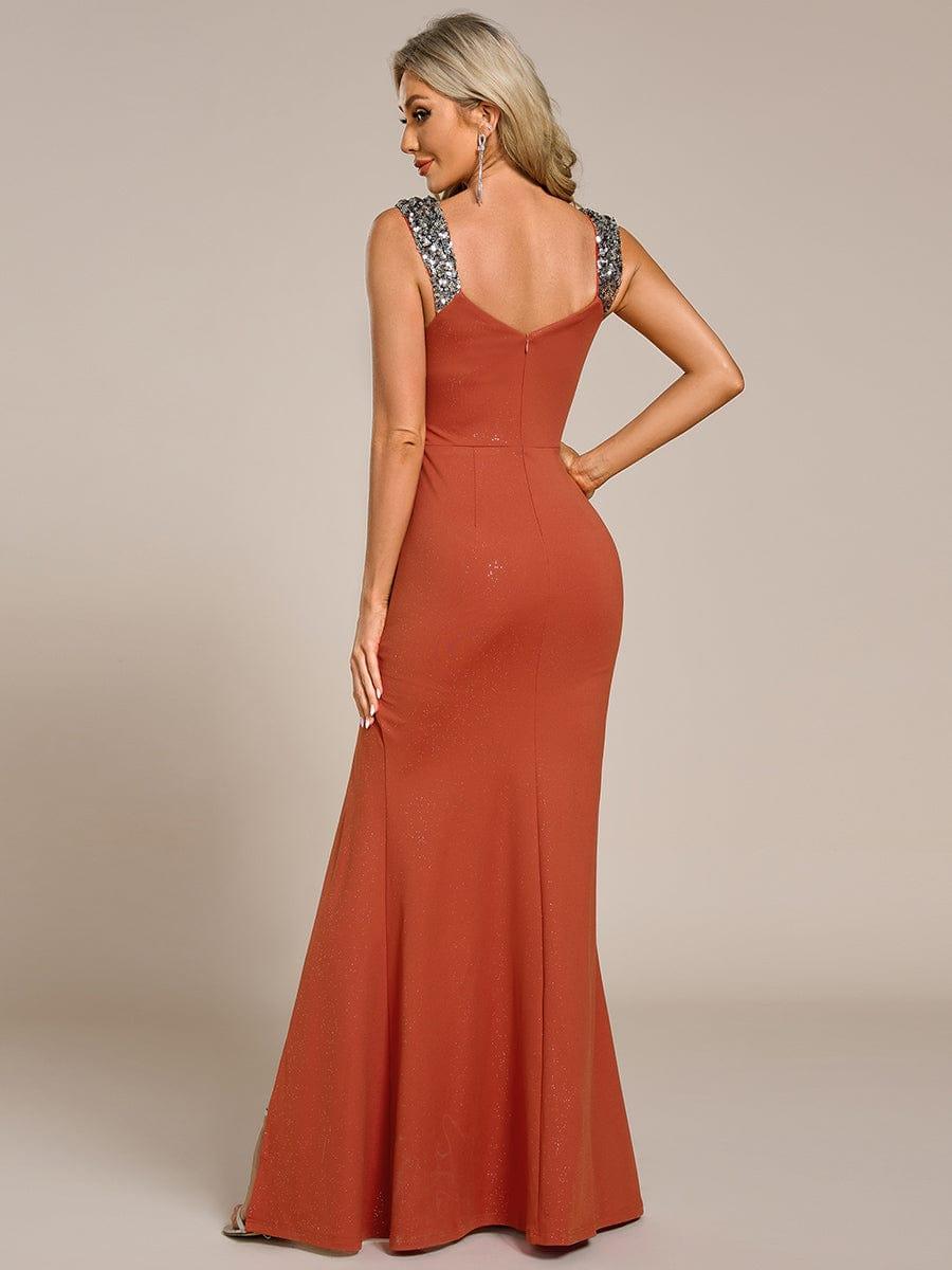 ever NOIRE|Elegant Sequin V Neck High Slit Wedding Guest Dress - Image 7