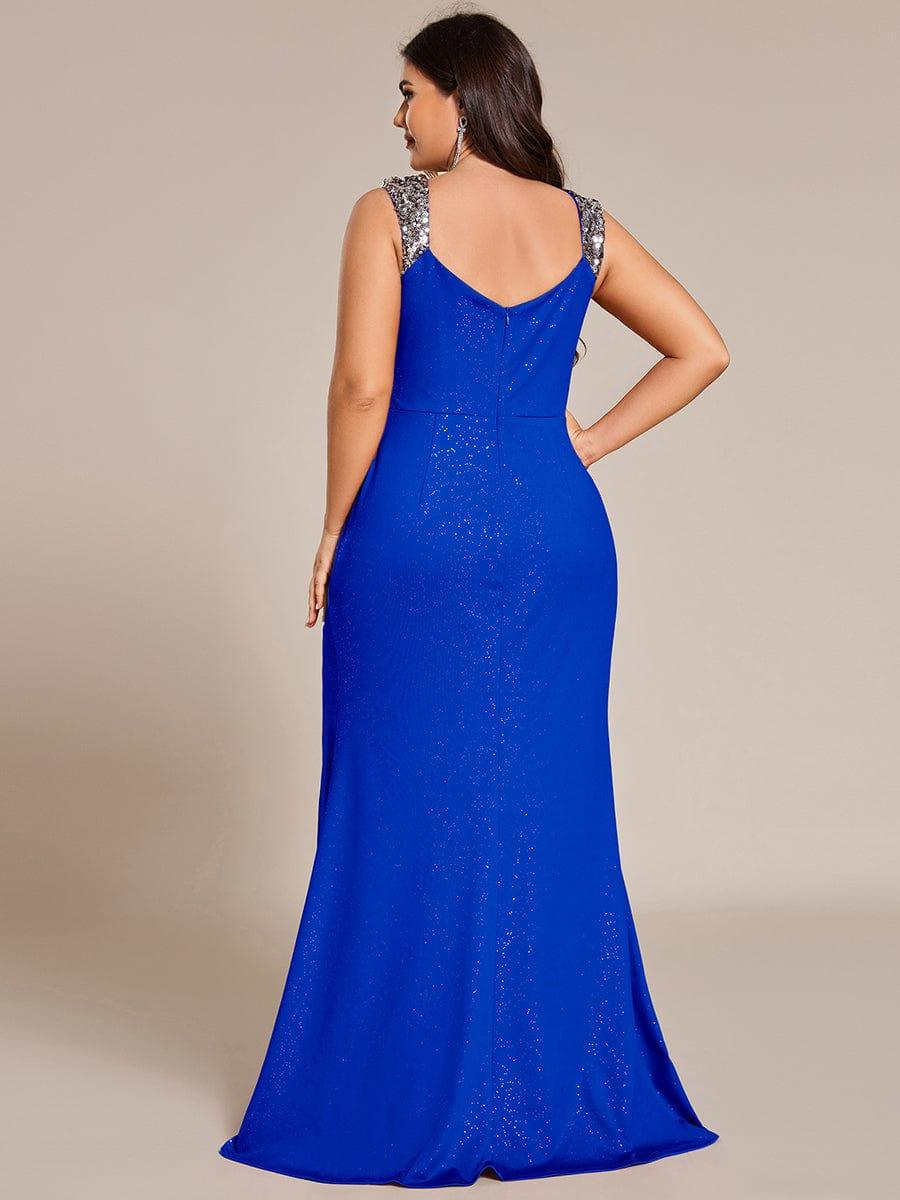 ever NOIRE|Elegant Sequin V Neck High Slit Wedding Guest Dress - Image 71