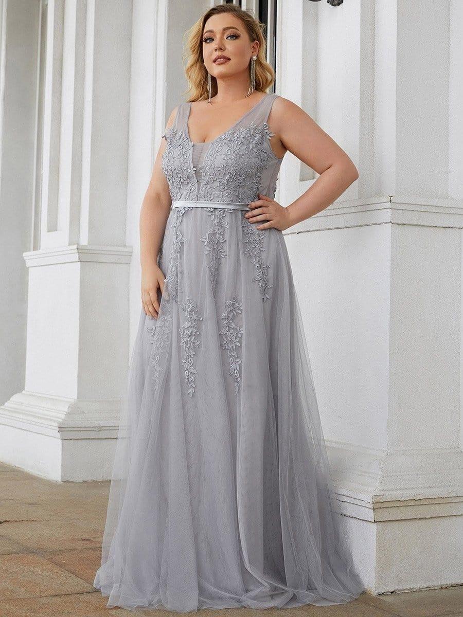 Elegant Sleeveless Applique Flowy Tulle Evening Dress(Final Sale) - Image 13