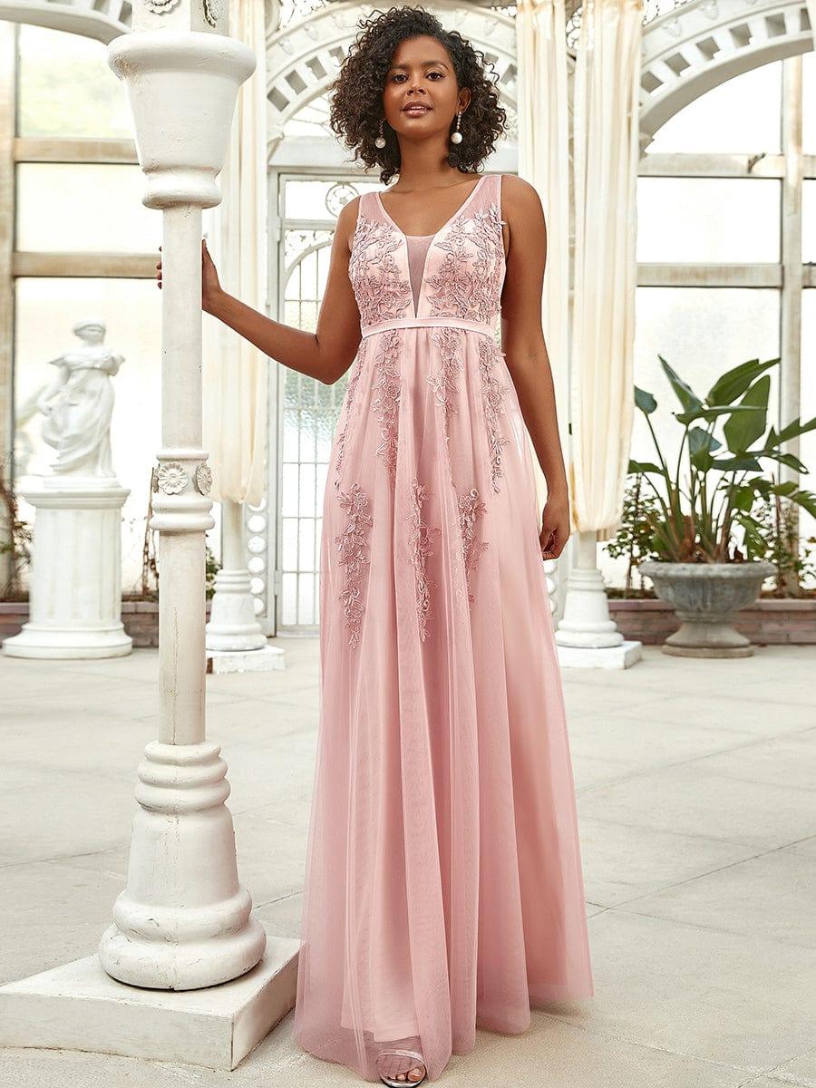 Elegant Sleeveless Applique Flowy Tulle Evening Dress(Final Sale) - Image 15