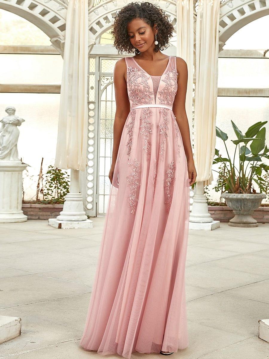 Elegant Sleeveless Applique Flowy Tulle Evening Dress(Final Sale) - Image 17