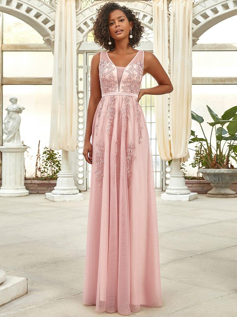 Elegant Sleeveless Applique Flowy Tulle Evening Dress(Final Sale) - Image 19