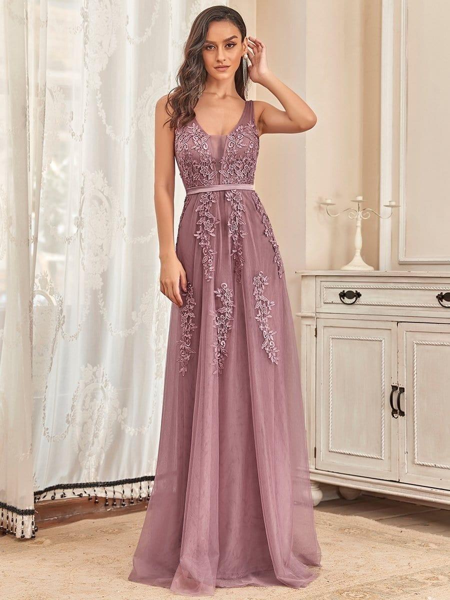 Elegant Sleeveless Applique Flowy Tulle Evening Dress(Final Sale) - Image 22