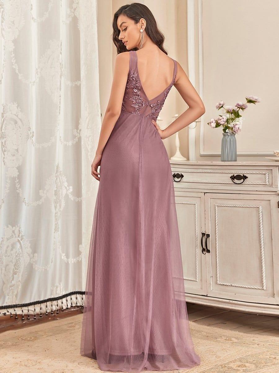 Elegant Sleeveless Applique Flowy Tulle Evening Dress(Final Sale) - Image 23
