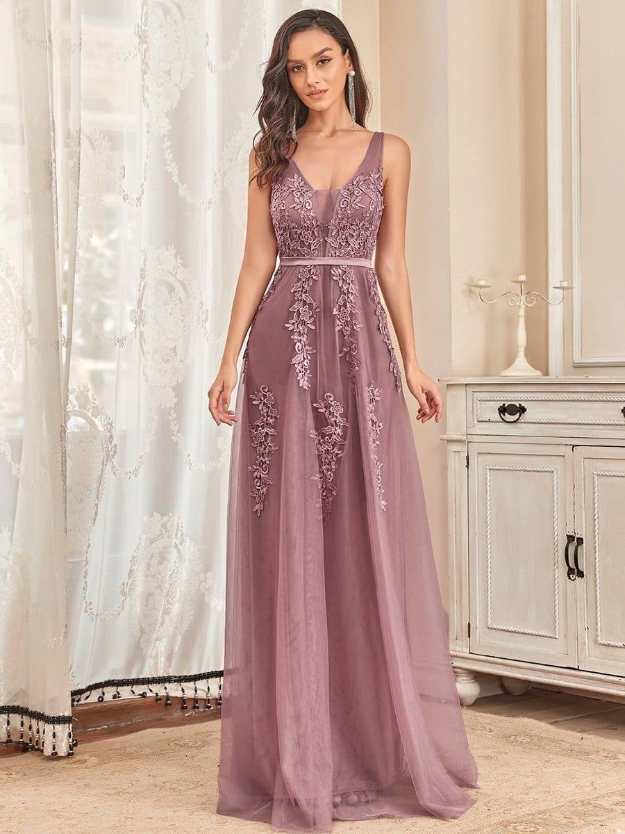 Elegant Sleeveless Applique Flowy Tulle Evening Dress(Final Sale) - Image 26