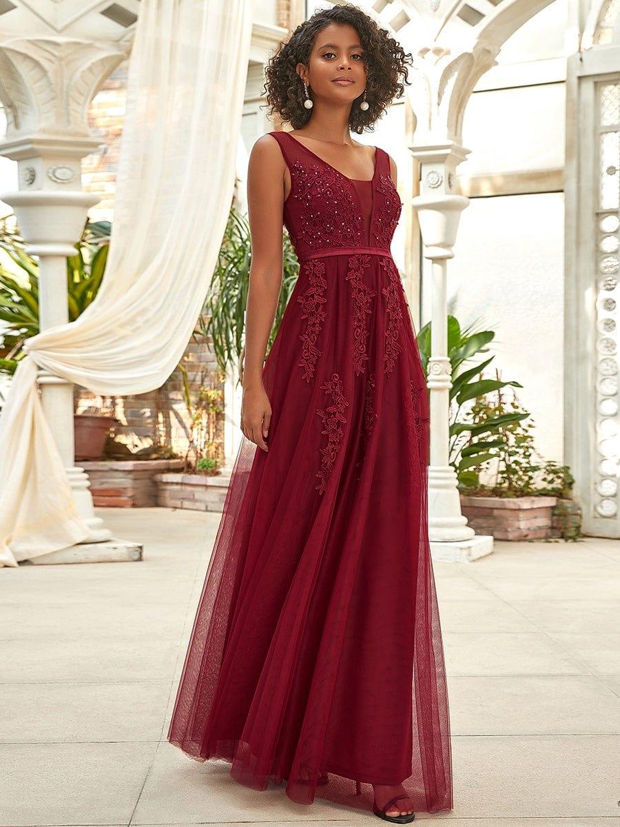 Elegant Sleeveless Applique Flowy Tulle Evening Dress(Final Sale) - Image 29