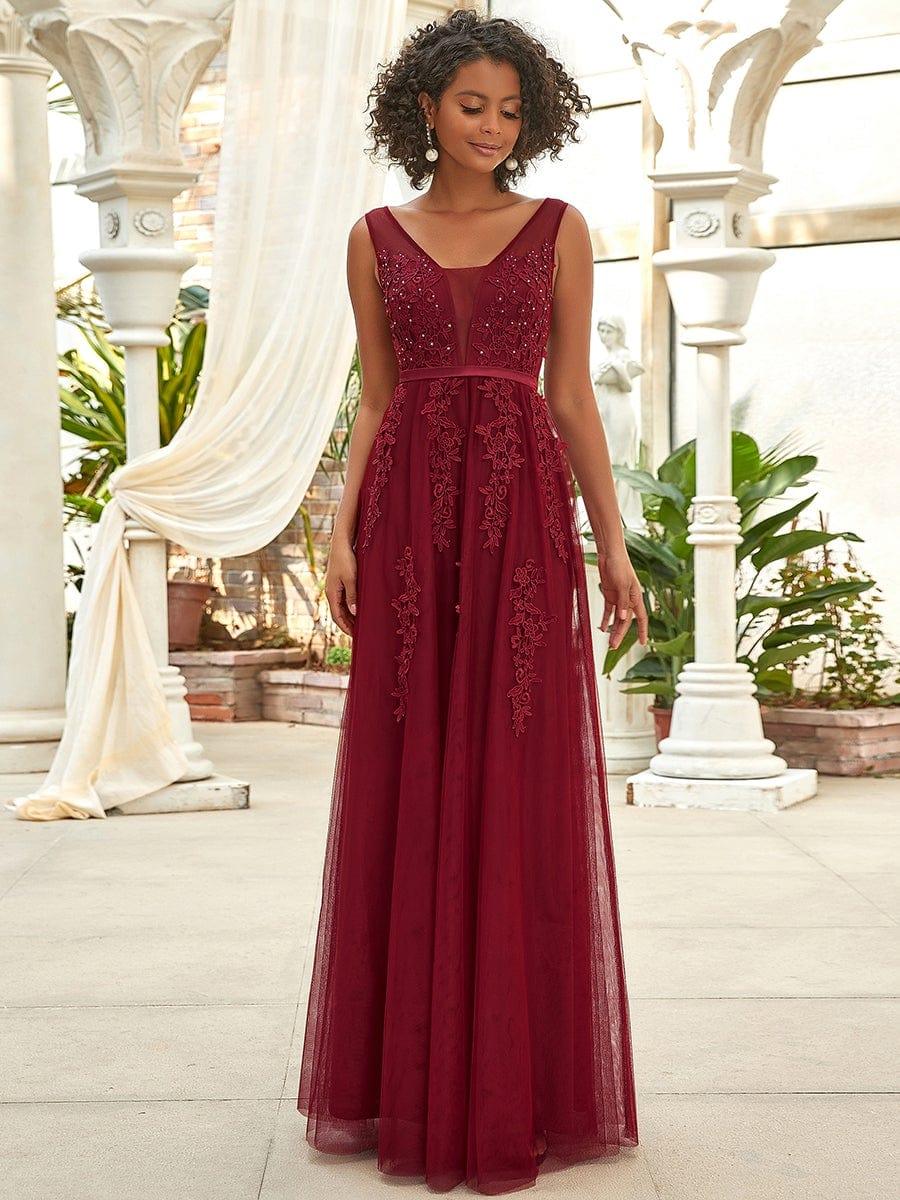 Elegant Sleeveless Applique Flowy Tulle Evening Dress(Final Sale) - Image 31