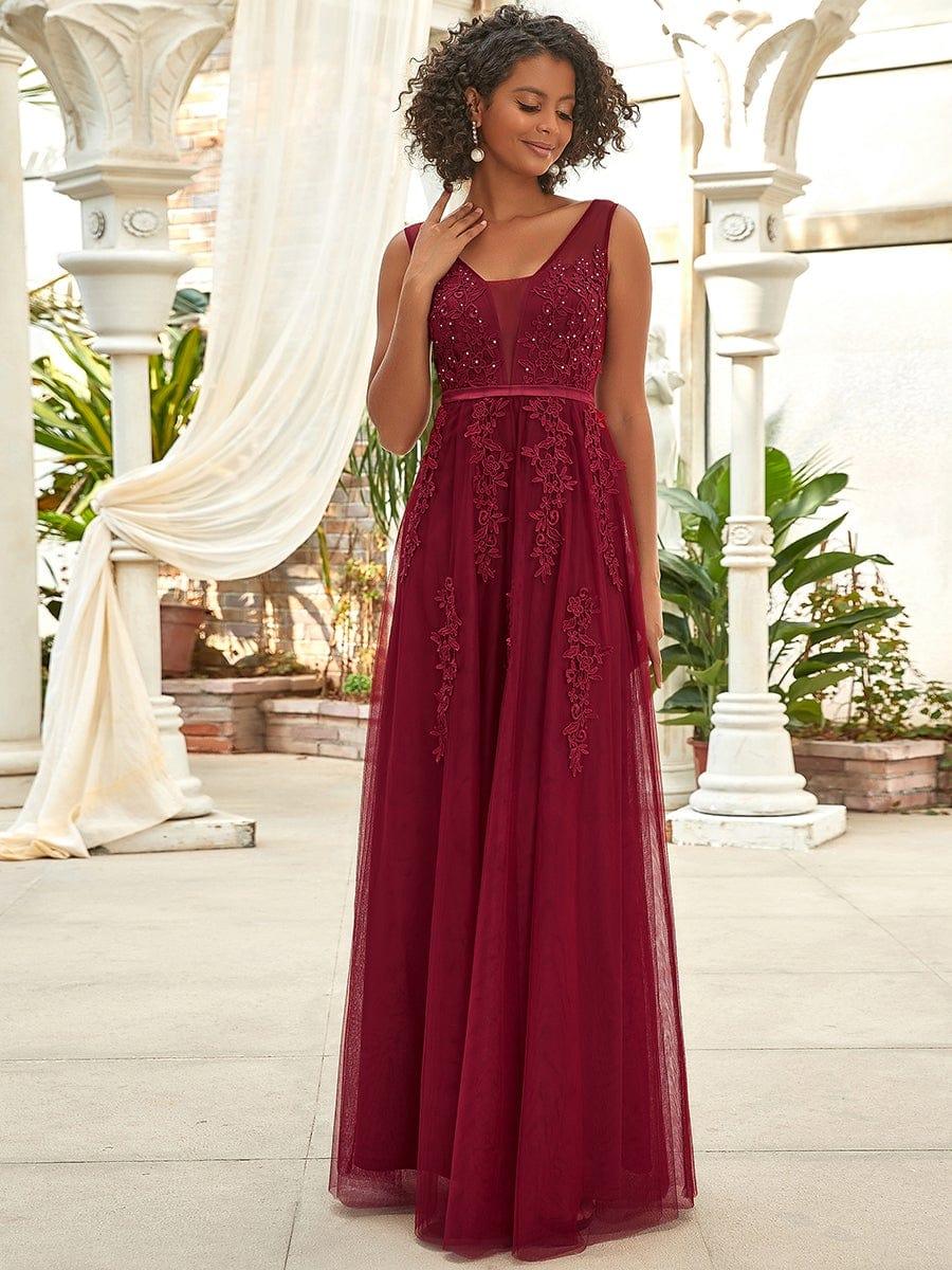 Elegant Sleeveless Applique Flowy Tulle Evening Dress(Final Sale) - Image 33
