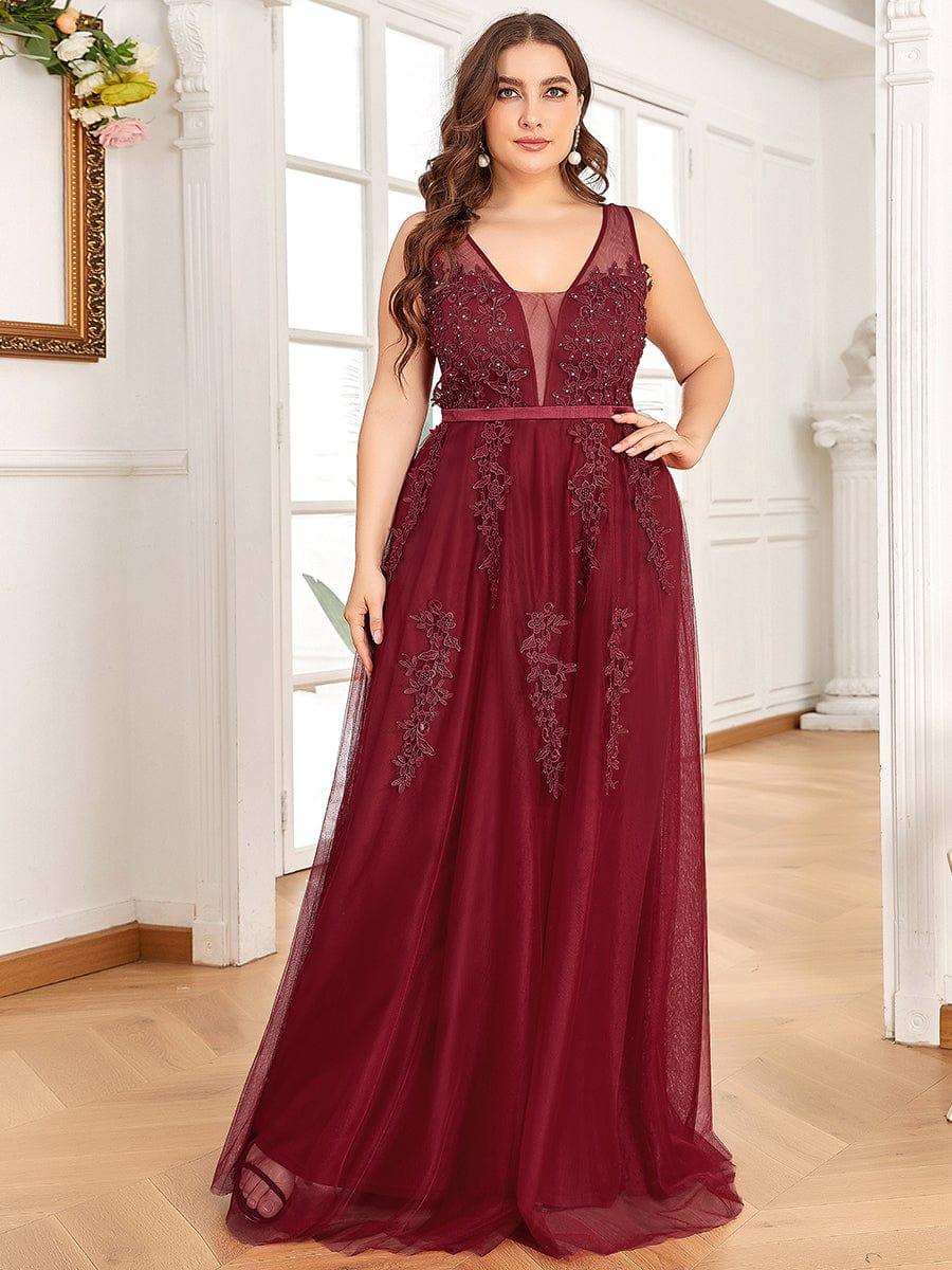 Elegant Sleeveless Applique Flowy Tulle Evening Dress(Final Sale) - Image 34