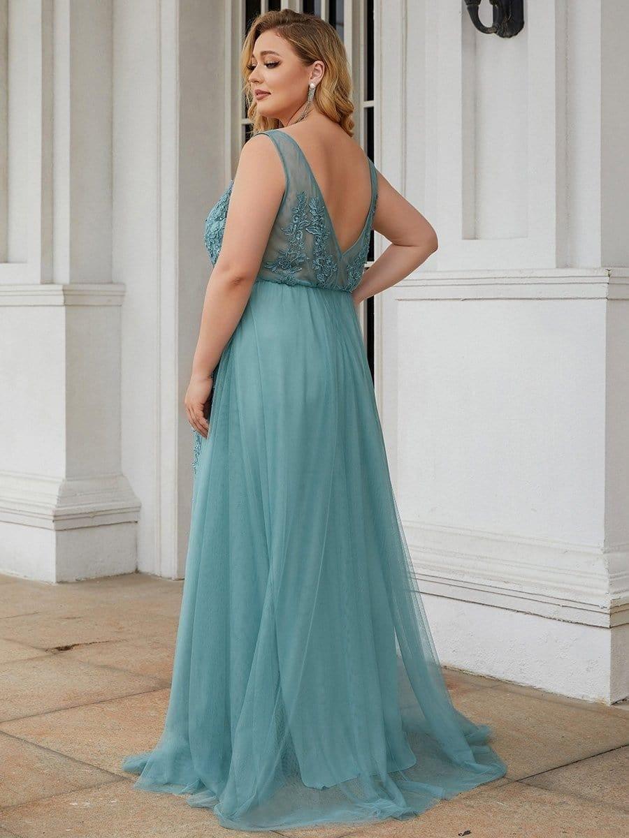 Elegant Sleeveless Applique Flowy Tulle Evening Dress(Final Sale) - Image 7