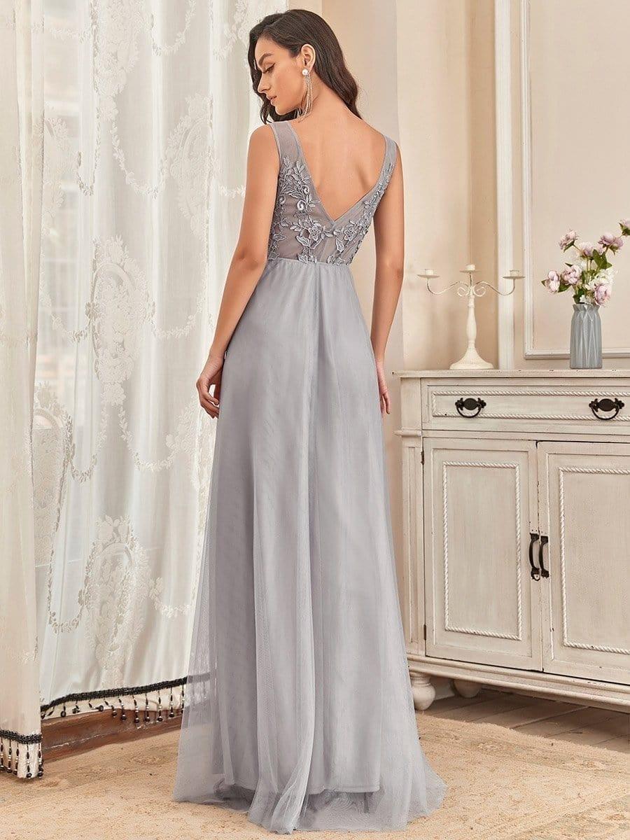 Elegant Sleeveless Applique Flowy Tulle Evening Dress(Final Sale) - Image 9